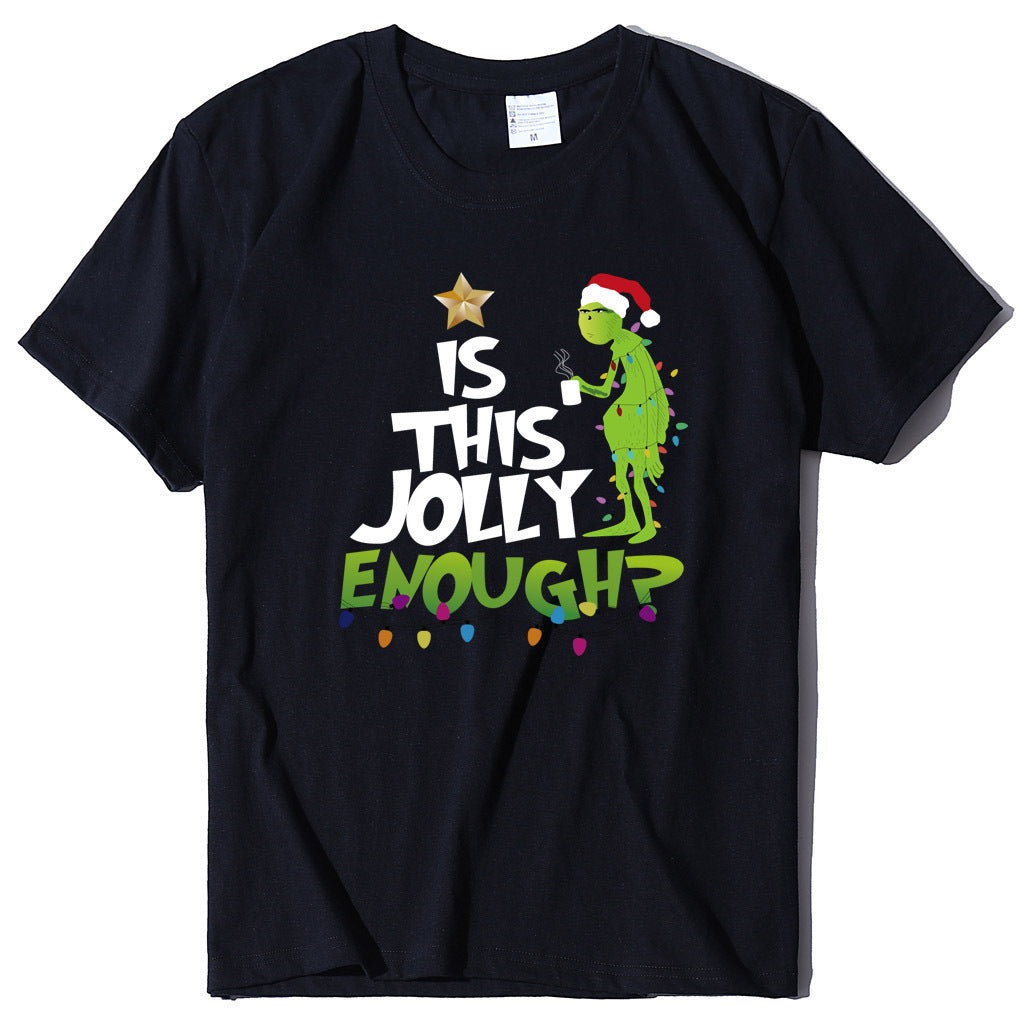 Green Man English Printed Short Sleeve T-shirt