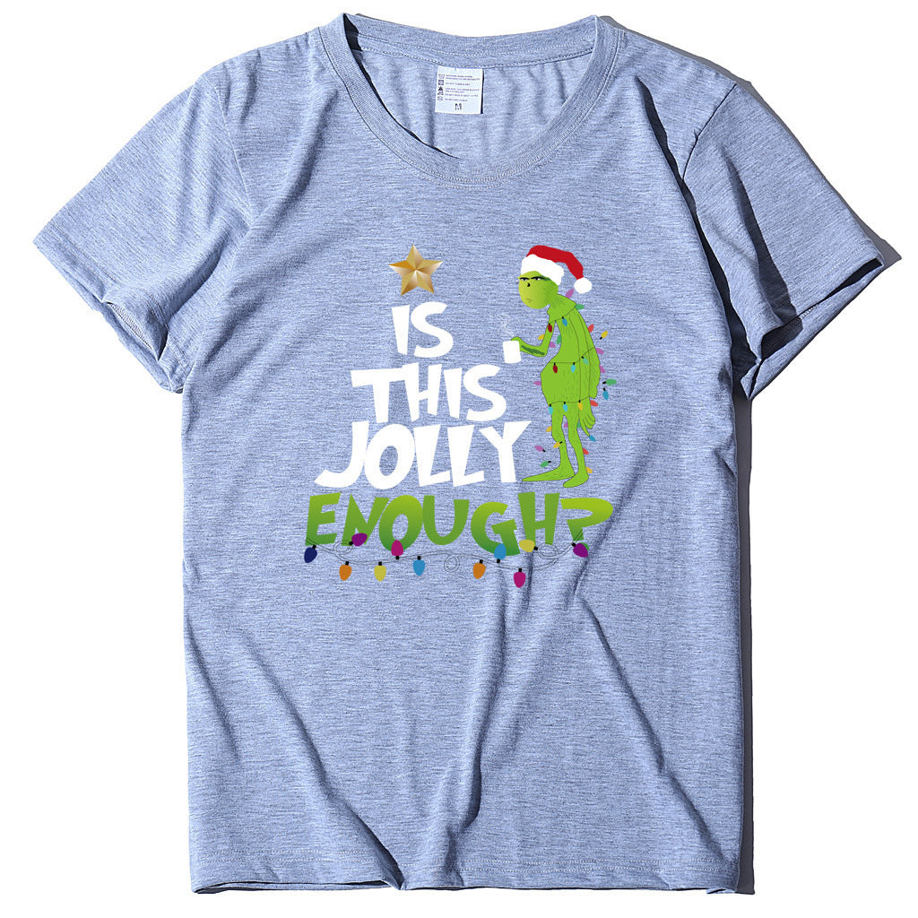Green Man English Printed Short Sleeve T-shirt