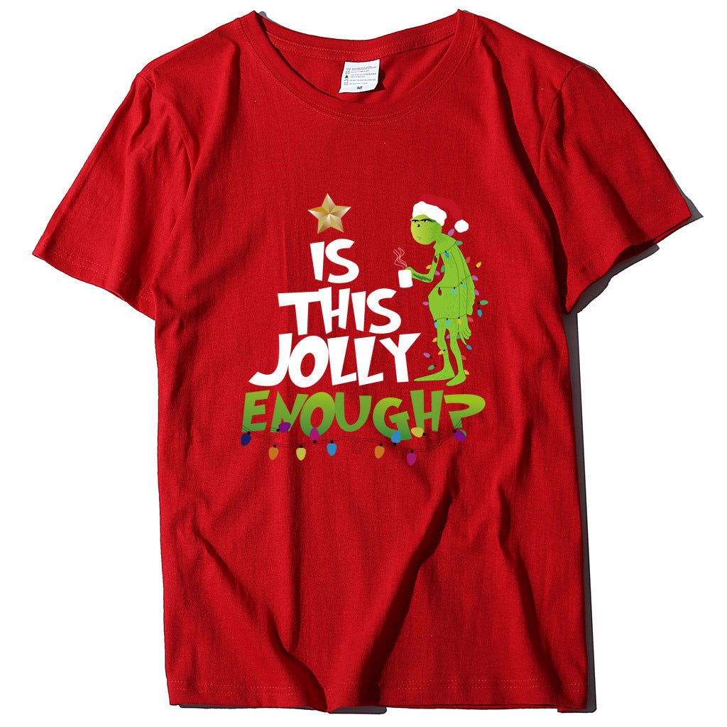 Green Man English Printed Short Sleeve T-shirt