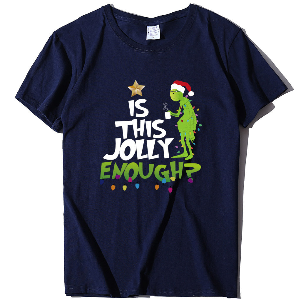 Green Man English Printed Short Sleeve T-shirt