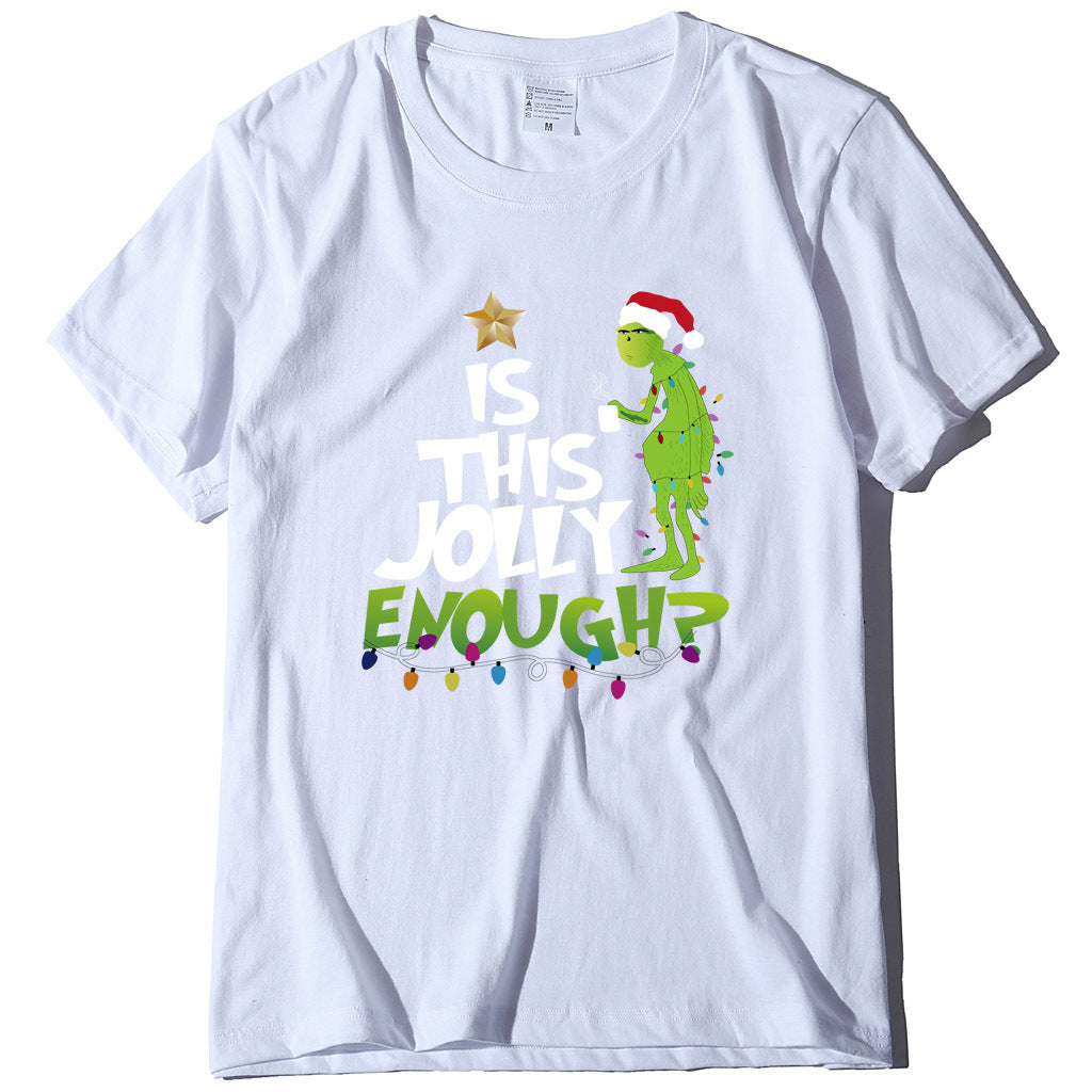 Green Man English Printed Short Sleeve T-shirt