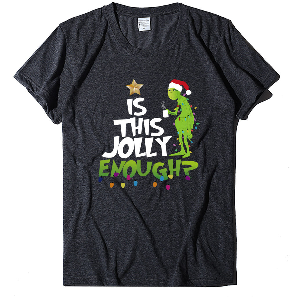 Green Man English Printed Short Sleeve T-shirt