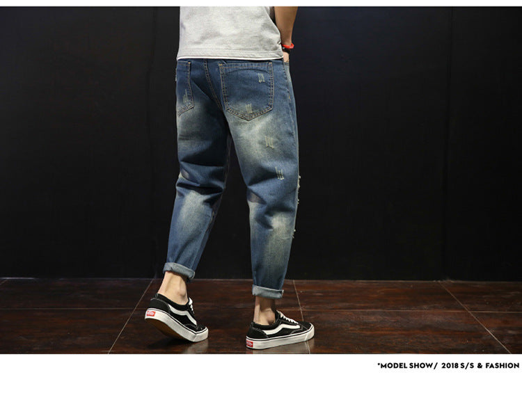 Men's Ripped Jeans Loose Overweight