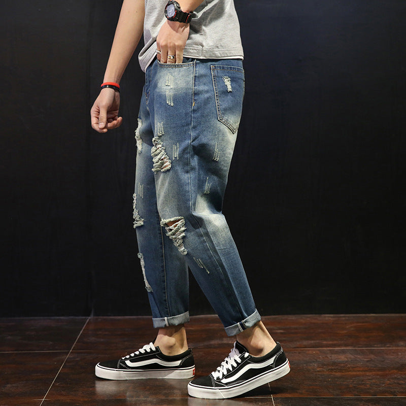 Men's Ripped Jeans Loose Overweight
