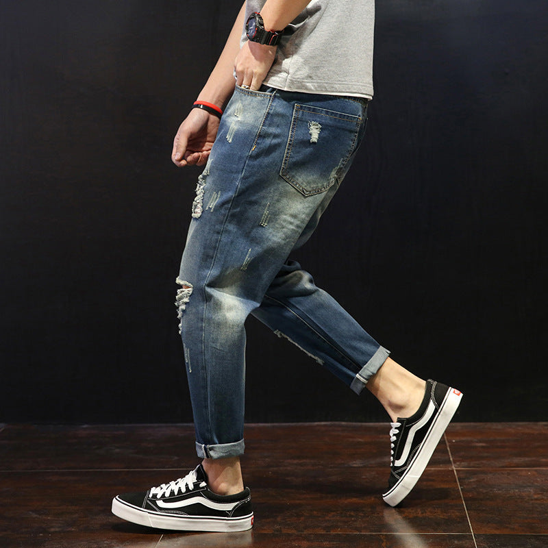 Men's Ripped Jeans Loose Overweight