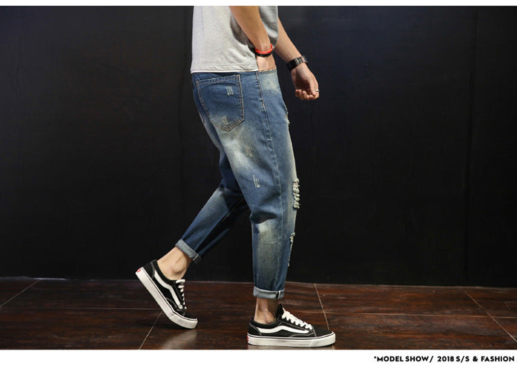 Men's Ripped Jeans Loose Overweight