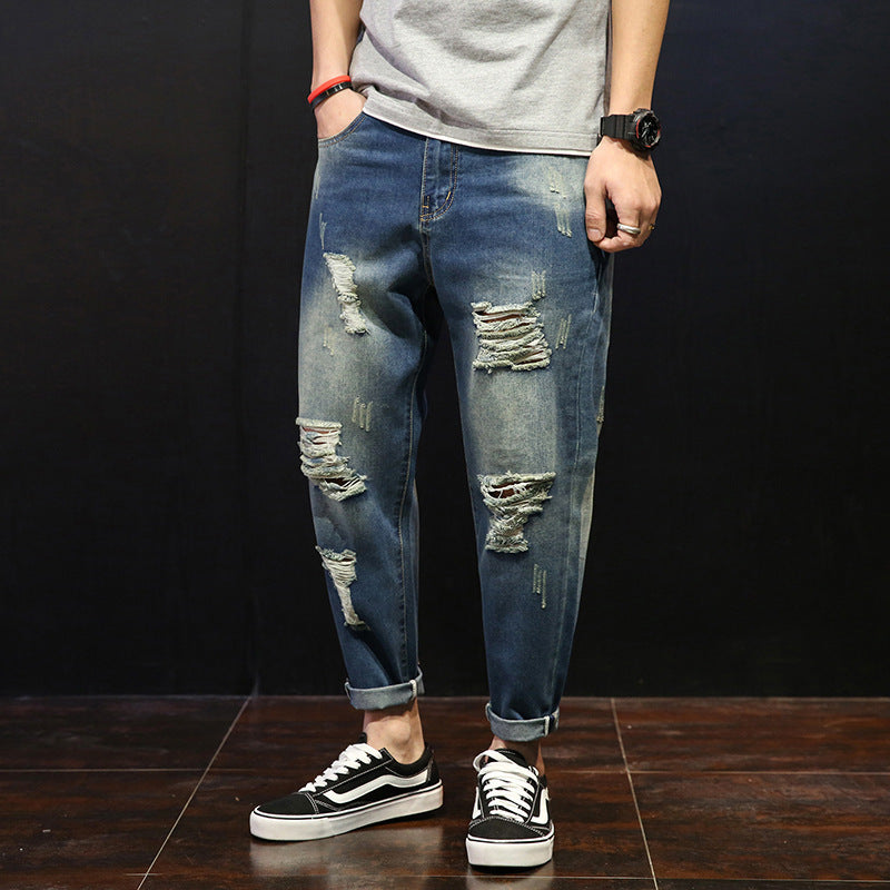 Men's Ripped Jeans Loose Overweight